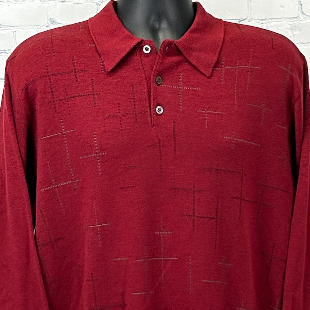 Vintage 90s St Croix Shop Wool Blend Polo Sweater Made In USA Red L Large